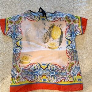 Dolce & Gabbana Multicolor Lemon Print Short Sleeve Top
